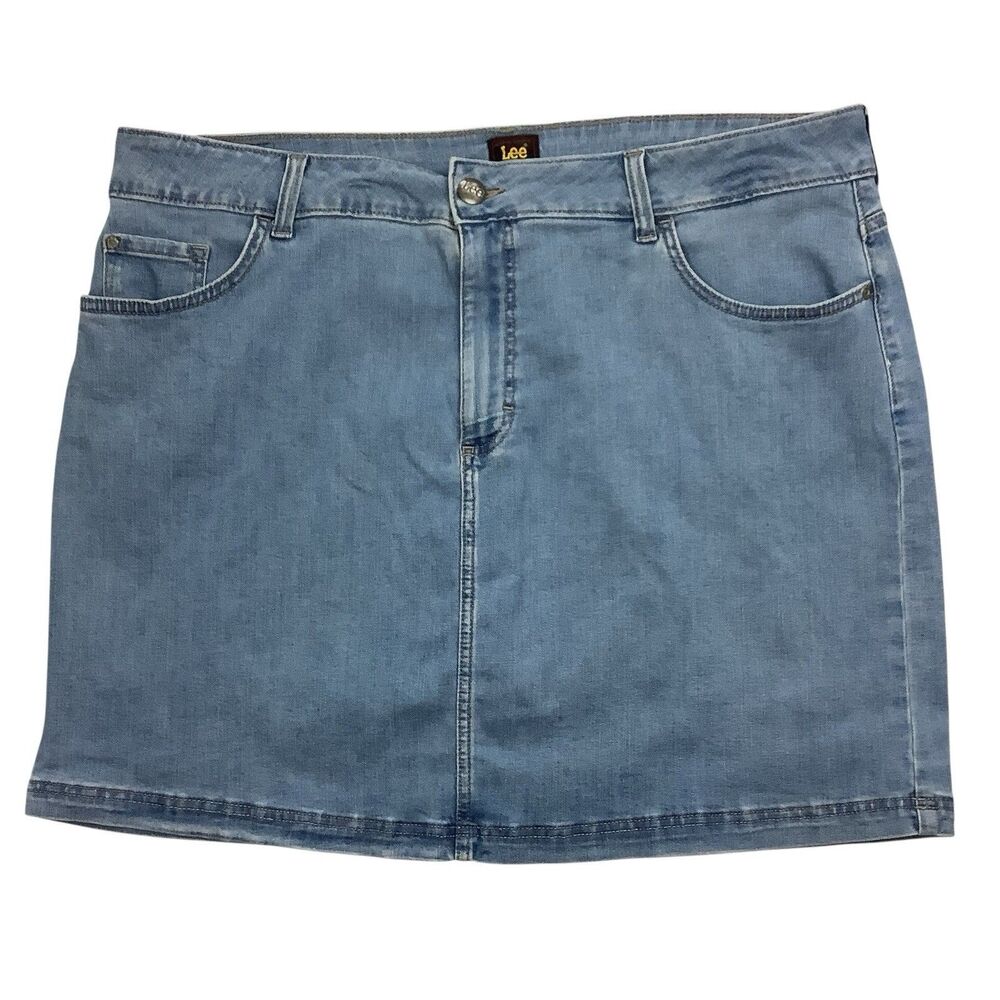 Lee Mid Rise Blue Denim Jean Skort Mini Skirt Shorts Women Size 20W Medium